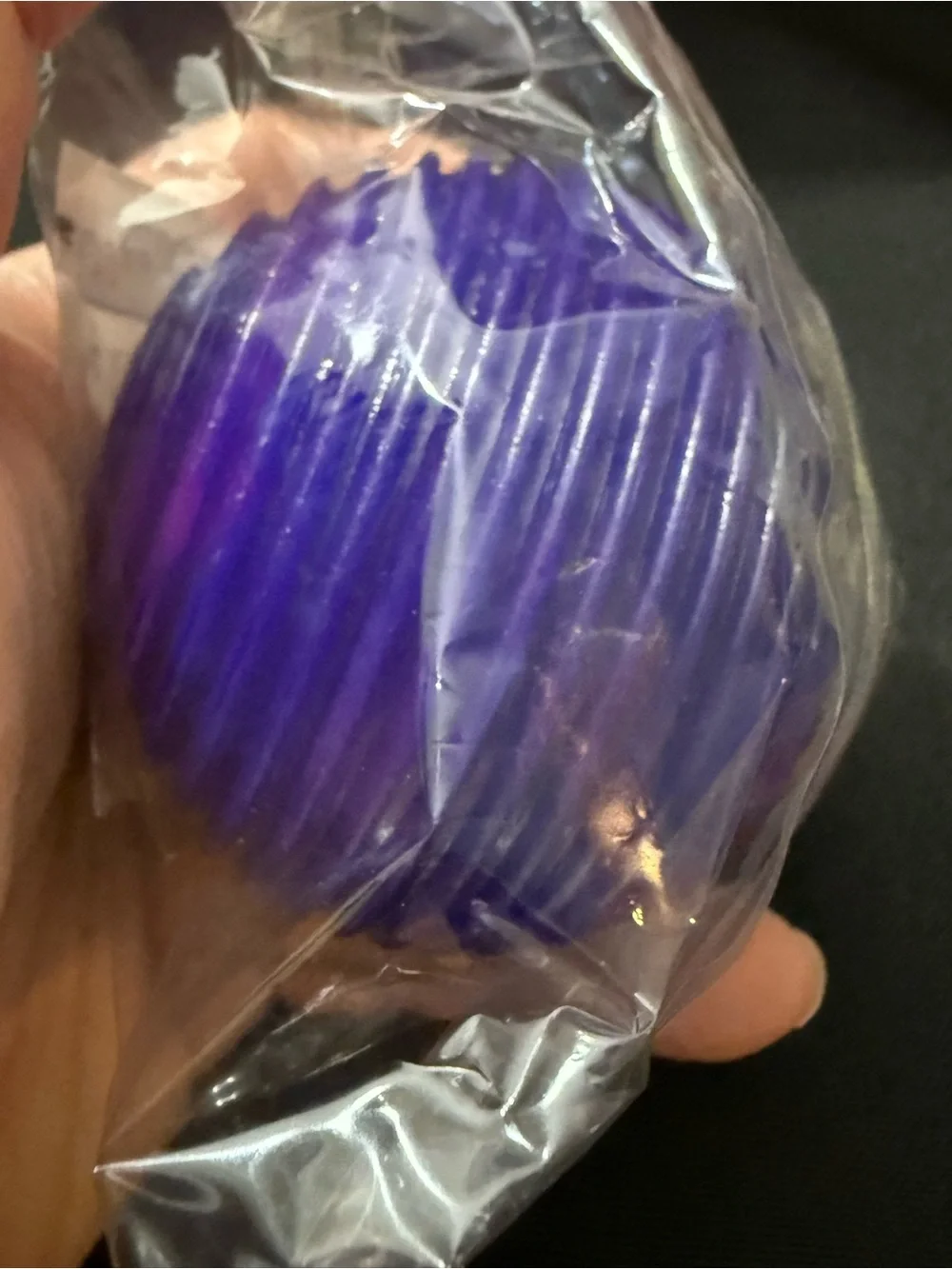 Purple Ribbed Squishy Stress Ball